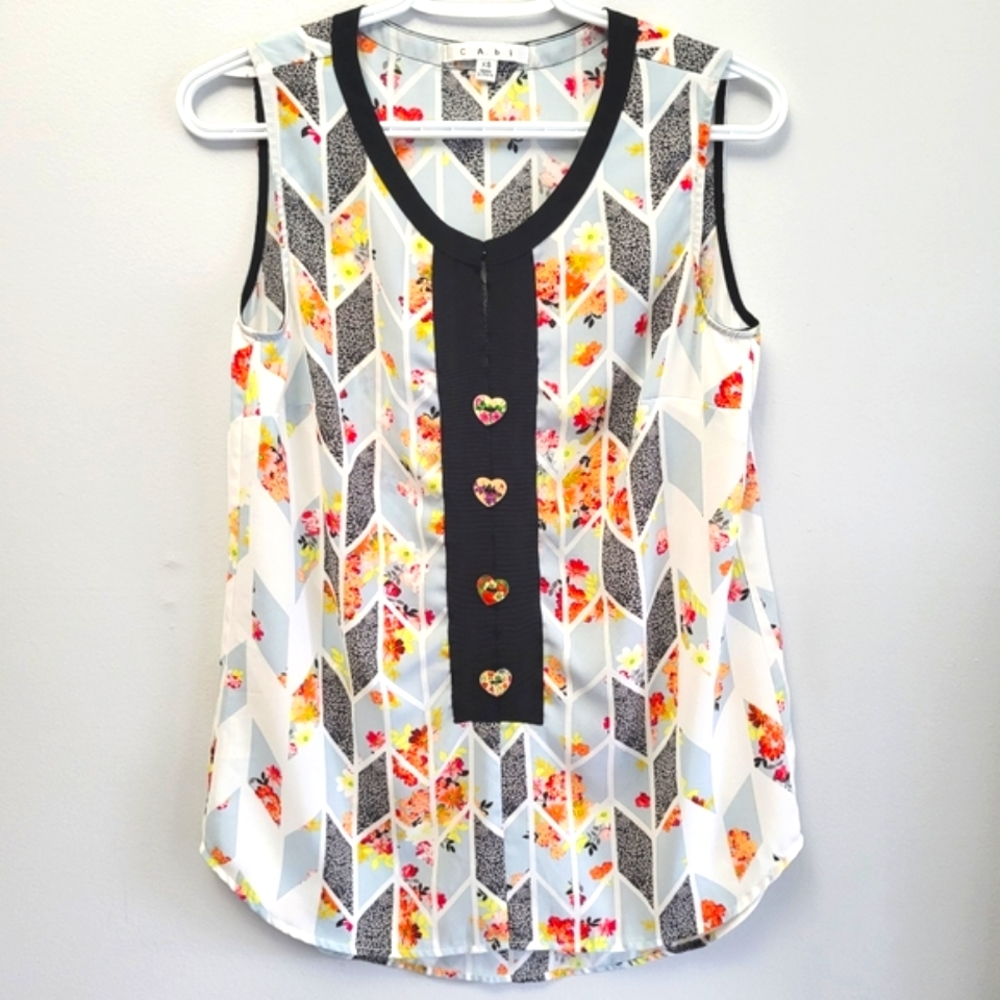 Cabi Floral Geometric Print Tank Top
